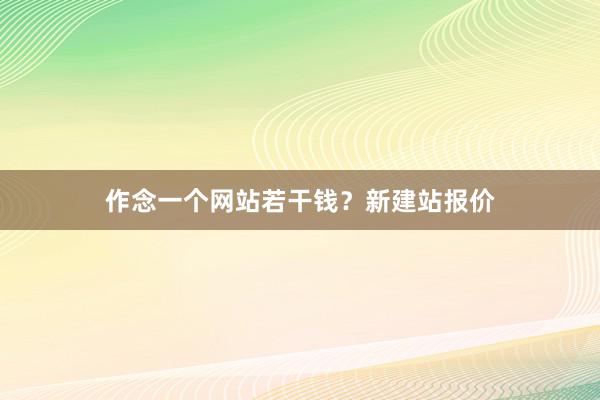 作念一个网站若干钱？新建站报价